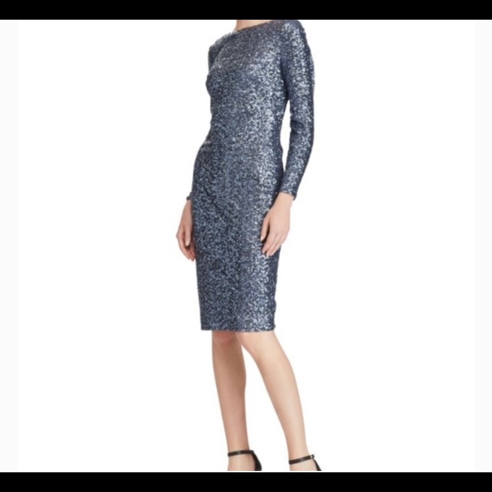 Ralph Lauren Blue Sequined Scoopback Dress